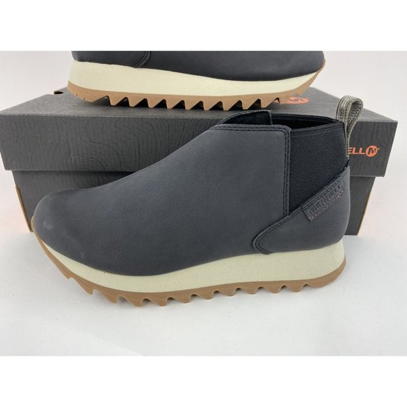 Merrell Alpine Chelsea Woman's Boots Black White Boot Slip On Faux Leather - Picture 4 of 12